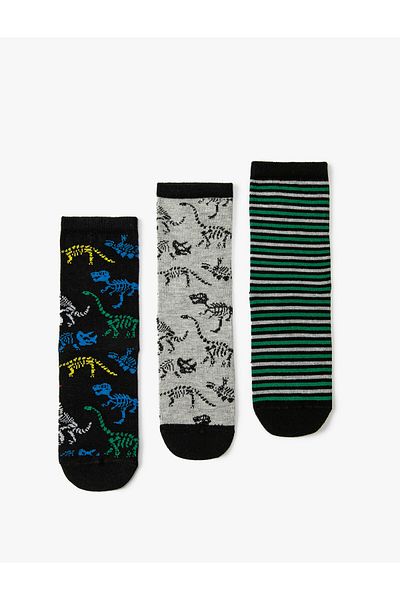 Koton Set 3 Sosete Dinozauri Multicolore