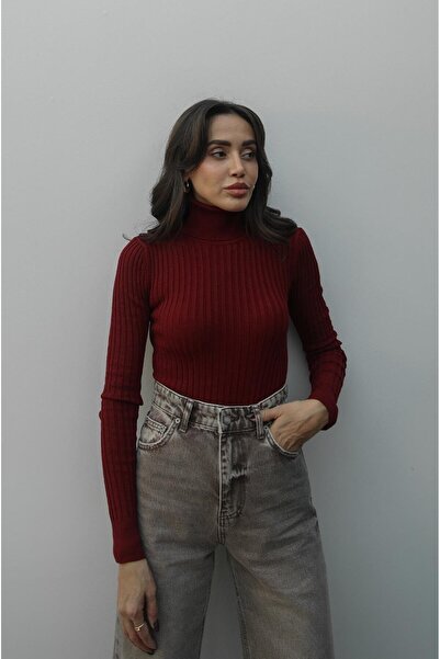 Havoş Bordo Graham Fitilli Balıkçı Triko