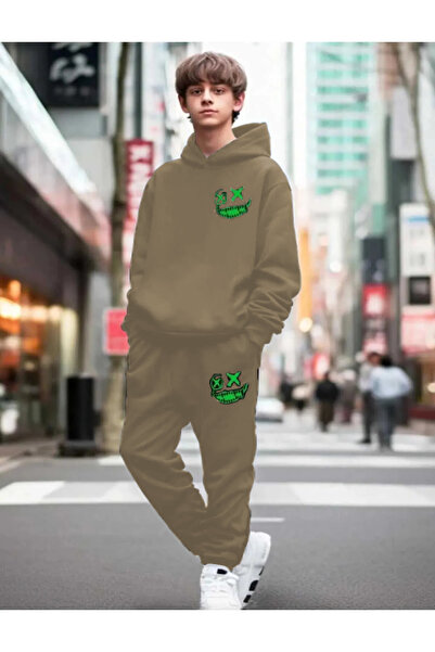 FRİENDS KİDS Unisex Renkli Siület Baskılı Siyah Eşofman Takımı