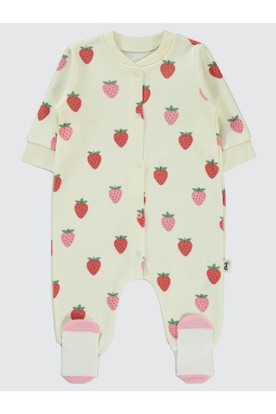 Civil Baby 1-6 Months Baby Girl Ecru Jumpsuit - With Booties