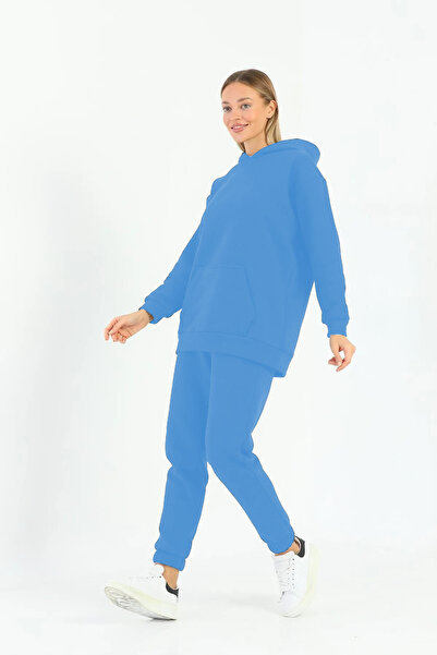 DaKa Set de trening din lână cu buzunar cangur cu 3 fire