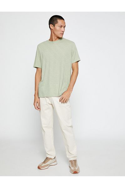 Koton Κοντό μανίκι Basic Jacquard T-Shirt Crew Neck