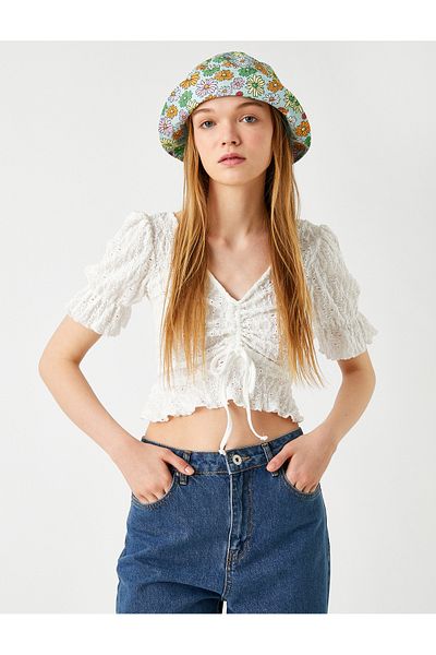 Koton Scallop Balloon Sleeve Gathered Blouse