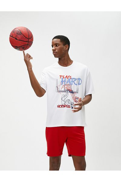 Koton Sports Oversize T-Shirt Basketball Printed Crew Neck Short Sleeve