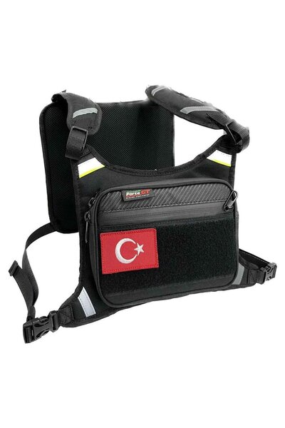 Forte GT Xbyc 70439 Motosiklet Göğüs Çantası Reflektif Çanta Siyah