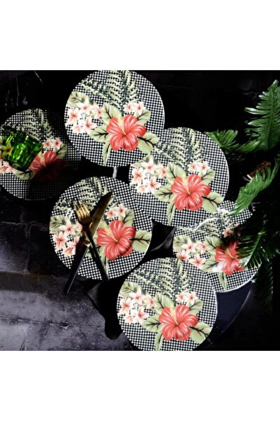 ZADE HOME Pst-0013 Yuv.Black Flower Plate - Mst484