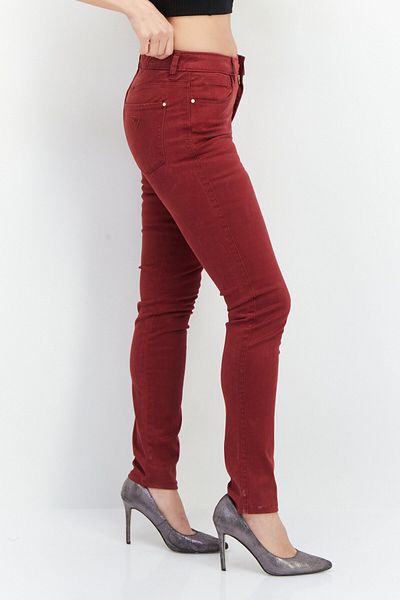Guess Women Skinny Fit Plain Jeans, Maroon