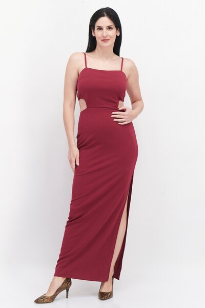 Ava + Esme Women Plain Cut Out Maxi Dress, Purple