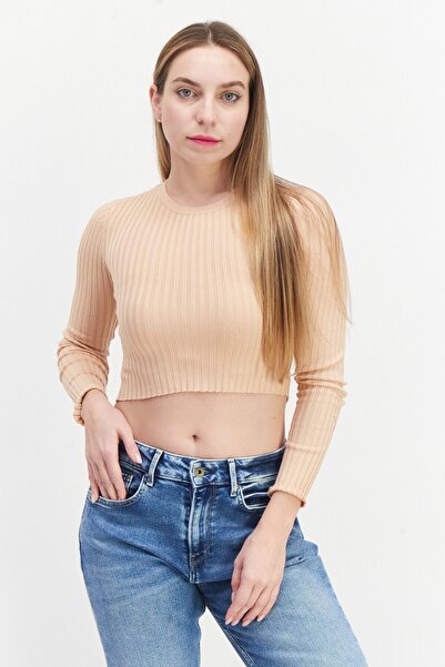 Brave Soul بلوزة نسائية مضلعة بأكمام طويلة وياقة دائرية، وردي خدود