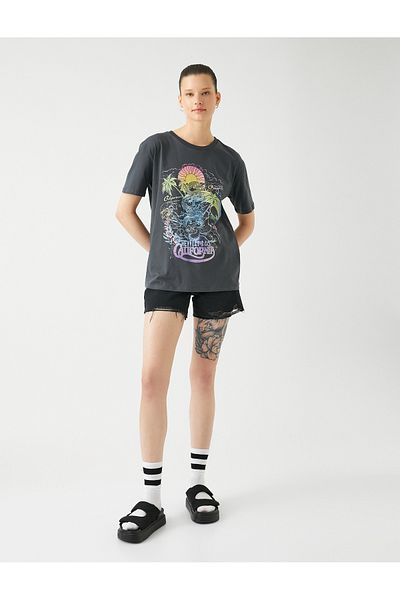 Koton Crew Neck Printed Cotton T-Shirt
