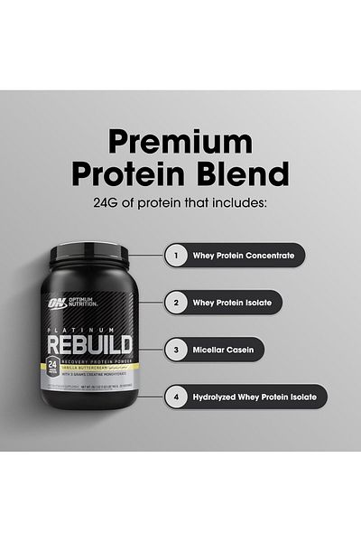 Optimum Nutrition Platinum Rebuild Powder, Vanilla Buttercream, 1.67LB