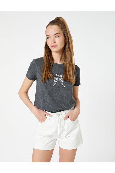 Koton Crew Neck Printed Cotton T-Shirt