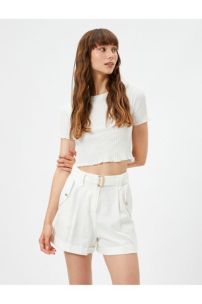 Koton Crop Camisole T-Shirt Crew Neck