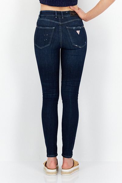 Guess Women Skinny Fit Non-Stretchable Ripped Jeans, Black