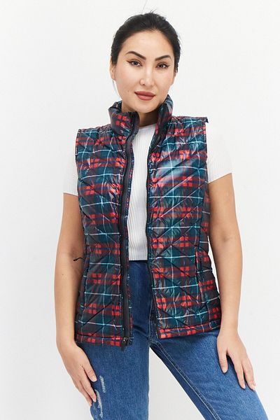 Bass Outdoor Women Plaid Vest Jacket, Green