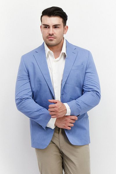 Sean John Men Regular Fit Plain Blazer, Blue