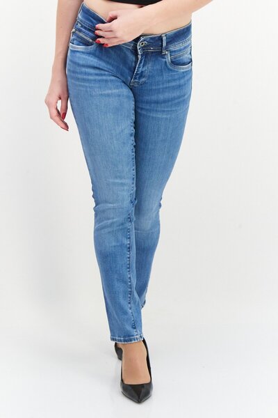 Pepe Jeans بنطلون جينز نسائي ضيق غير قابل للتمدد، أزرق