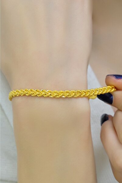 aytekgold Çift Örme Halat Bileklik 14 Ayar
