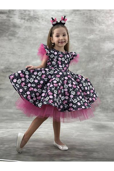 Little Pumpkin Girl's Tutu Kuromi Dress, Kuromi Birthday Dress