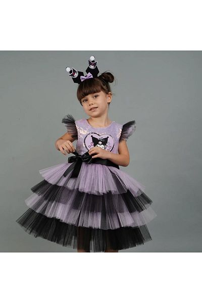 Little Pumpkin Κοριτσίστικο φόρεμα Kuromi με παγιέτες, φόρεμα γενεθλίων Kuromi
