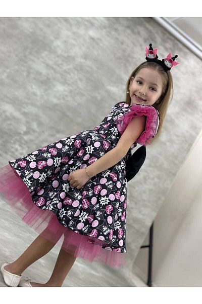 Little Pumpkin Girl's Tutu Kuromi Dress, Kuromi Birthday Dress