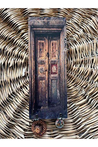 woodhomeworks Çini Desenli otantikkapı Doğal Ahşap Anahtarlık