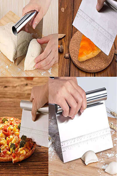 tafce Ölçülü Paslanmaz Çelik Hamur Kesme Aparatı Çelik Kesici Kazıyıcı Pasta Kek Spatula