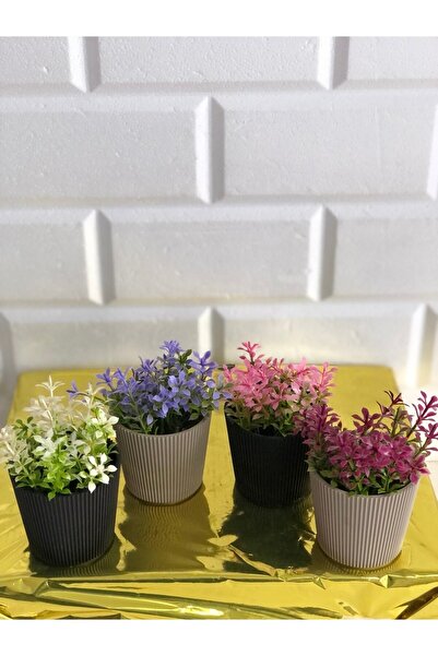 paris dünyası 2 Li Küçük Boy Plastik Saksıda Yapay Çiçek