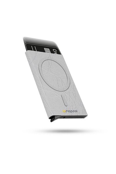 Wrapsol Αυτόματη θήκη πιστωτικής κάρτας Magsafe Grey RFID Shielded από αλουμίνιο - Ανάγλυφο γραμμικό