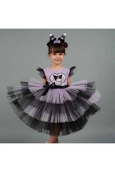 Little Pumpkin Κοριτσίστικο φόρεμα Kuromi με παγιέτες, φόρεμα γενεθλίων Kuromi