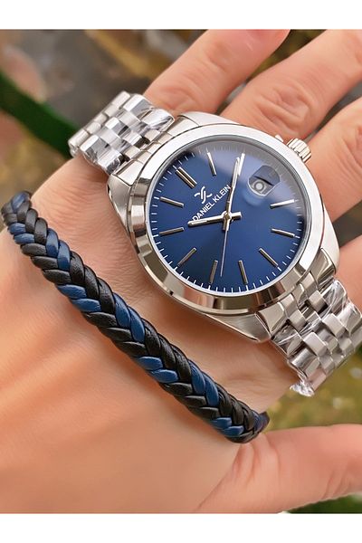 Daniel Klein Silver Color Women's Wrist Watch + Bracelet