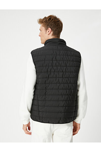 Koton Ärmelloser Mantel, Weste, Stehkragen, Reißverschlusstasche, detailliert