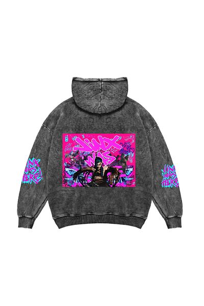 Sekizbiraltı Jinx Arcane Printed Oversize Unisex Washable Black Hoodie