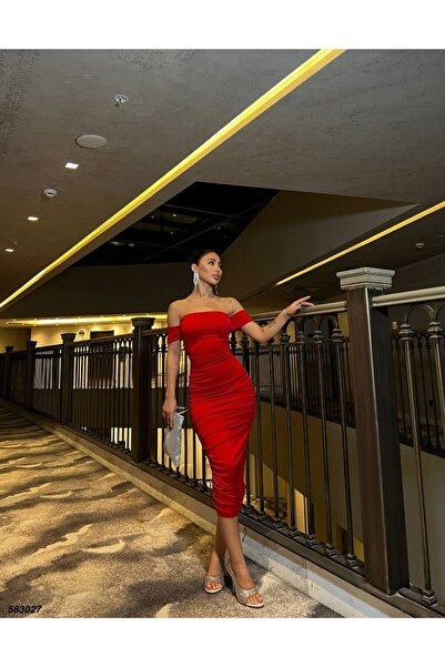 Secret Passion Lingerie Düşük Omuzlu Sandy Kumaş Kırmızı Abiye Elbise 748 583027