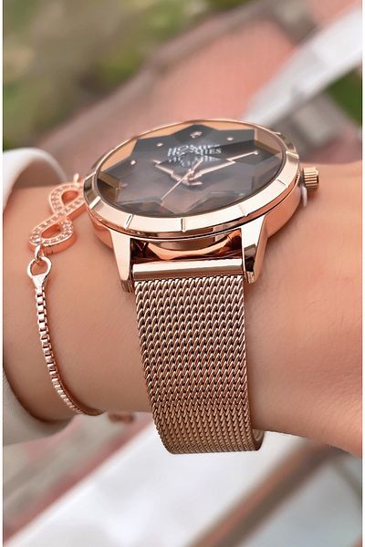 Homies Brand Rose Silver Color Waterproof Women's Wristwatch - With Bracelet Gift