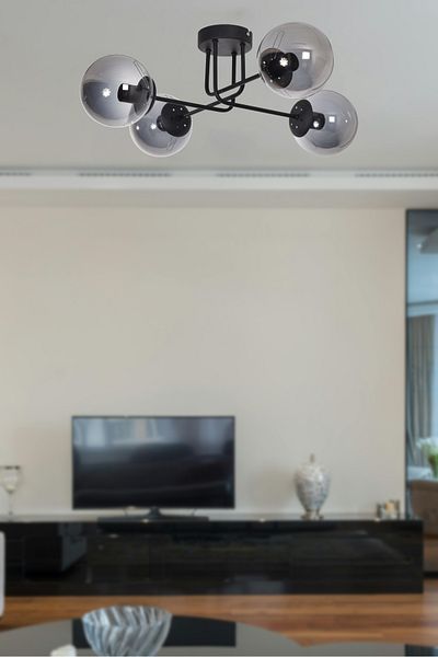 Modavize Sapphire Modern Design Living Room Bedroom Kitchen Black Color Smoked Glass 4-Piece Chandelier