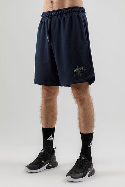 Airlife Men's Elastic Waist Pocket Embroidered Printed Bermuda Shorts 17069 Navy Blue