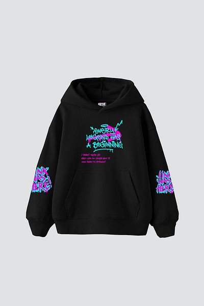 Sekizbiraltı Jinx Arcane Printed Oversize Unisex Black Hoodie