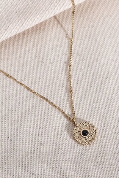 LA PERRY ACCESSORIES قلادة من الفولاذ باللون الذهبي الحد الأدنى 316L مع تفاصي...