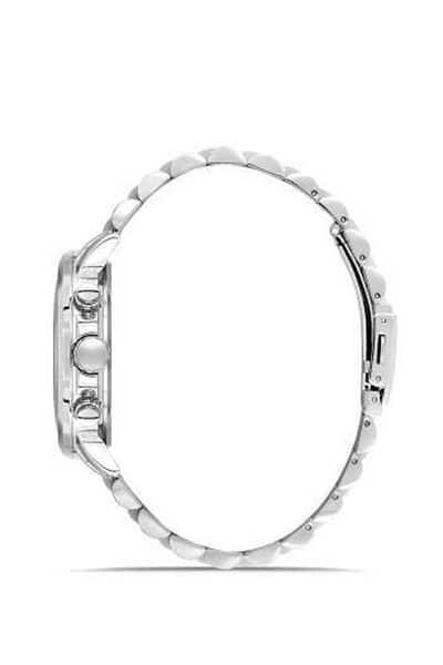 FERRO Silver Color Sport Case Men's Wristwatch with Metal Band
