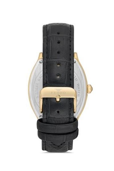 FERRO Black Function Design Case Men's Wrist Watch with Leather Band