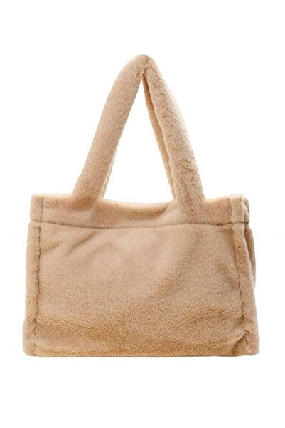 BAHELS Peluş Camel Yumuşak Dokulu Tote Omuz Çantası