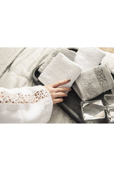 Gül Güler Gray Lace Kassia Face Towel