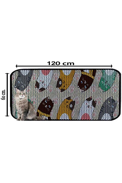 AKTUNÇ XXL BÜYÜK BOY ELEKLİ TUVALET ÖNÜ DESENLİ KEDİ KUMU PASPASI 60X120 CM