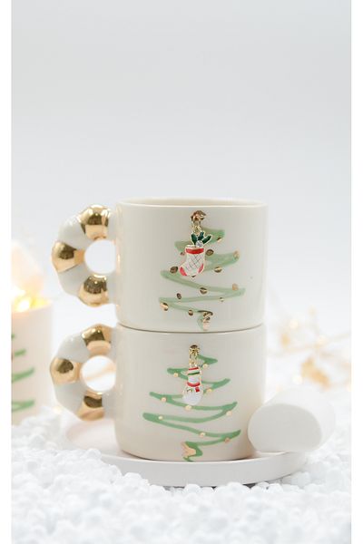 Pernotte Handmade 24K Gold Plated Pine Tree Turkish Coffee Cup