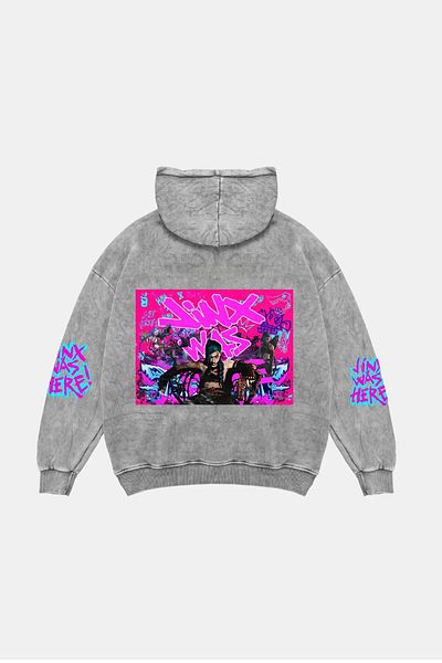 Sekizbiraltı Jinx Arcane Printed Oversize Unisex Λευκό Hoodie που πλένεται