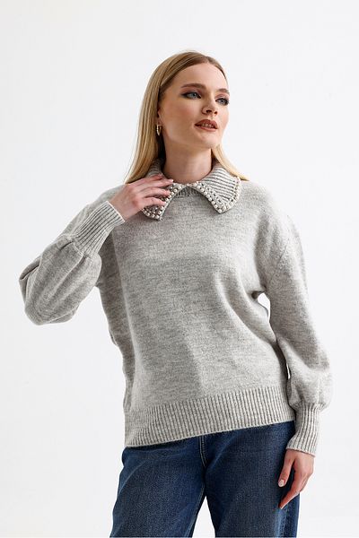 ikomteks Pulover din tricot de piatră cu gât polo