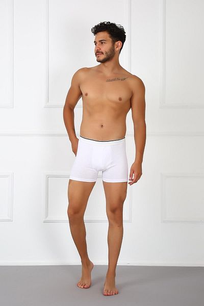 Akbeniz Men's Plus Size Cotton Lycra Boxers White 40134