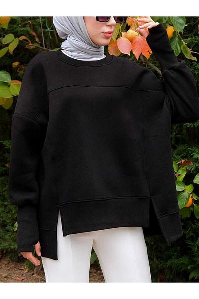 CNG MODA Teseturine Skirt Slit Basic Sweatshirt