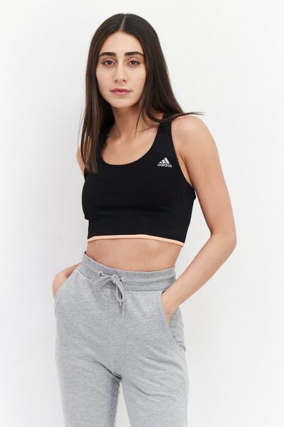 adidas Női sportruházat Fit márkalogós edzés rövid felső, fekete